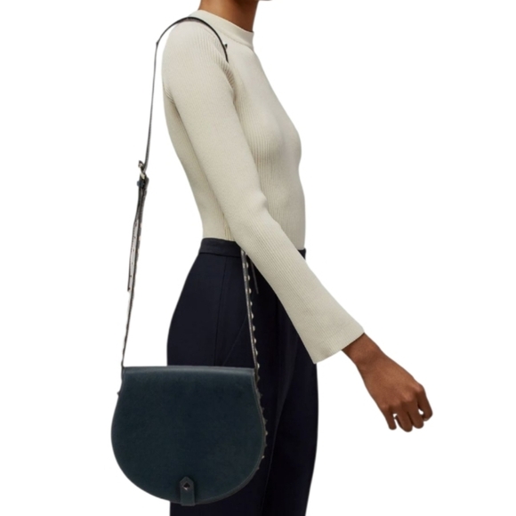 Rebecca Minkoff navy Blue skylar silver studded crossbody bag purse handbag - Picture 2 of 10